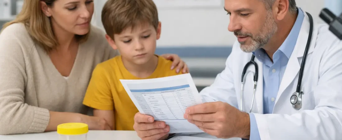 Ejemplo de examen de orina alterado en un niño